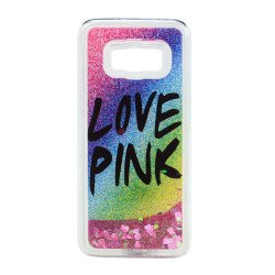 Samsung Galaxy S8 Design Glitter Liquid Star Dust Clear Case (Dark Love Pink Hot Pink)